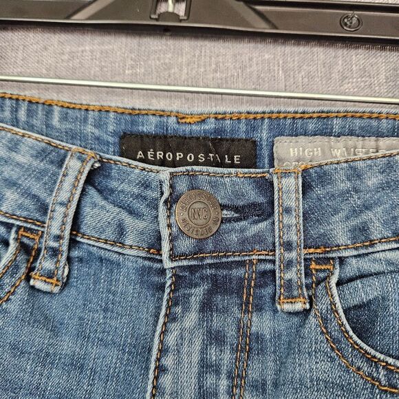 Aeropostale Floral Embroidered Blue Denim Jeans – Boho Y2K Vibe, Size 0 - Picture 6 of 11